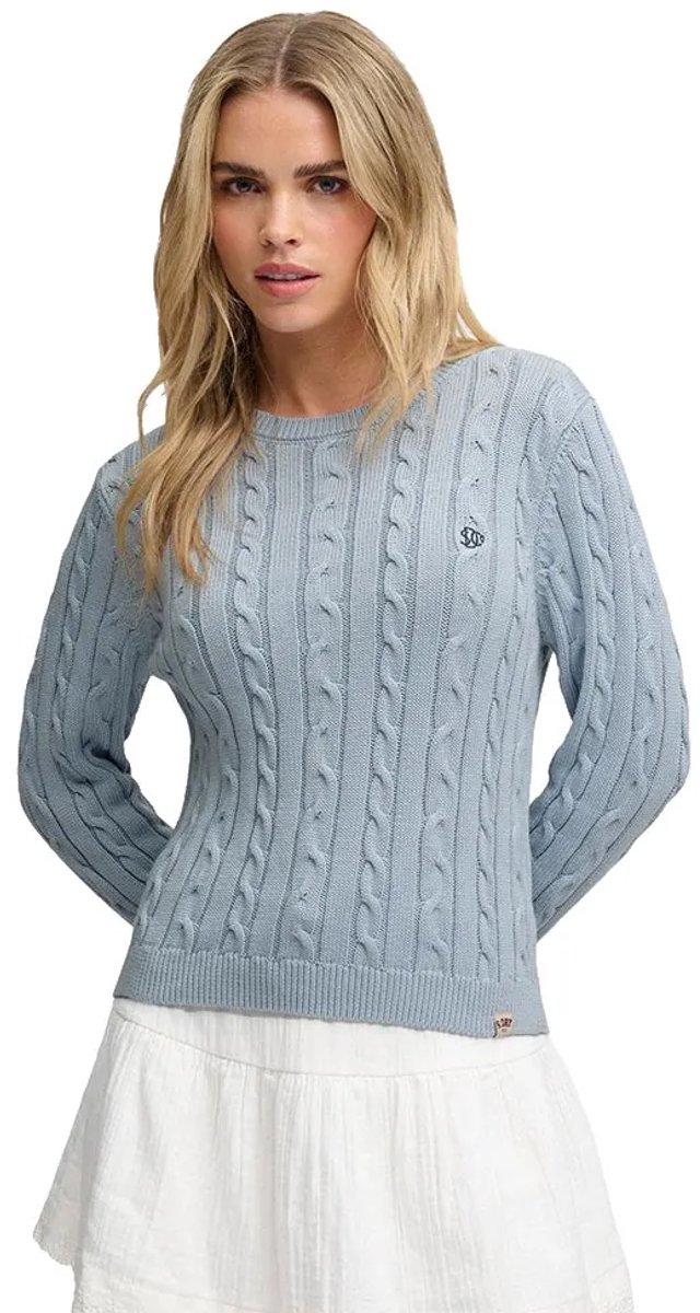 Superdry Essentials SD&CO Kabelgebreide Trui Dames Sweaters Blauw