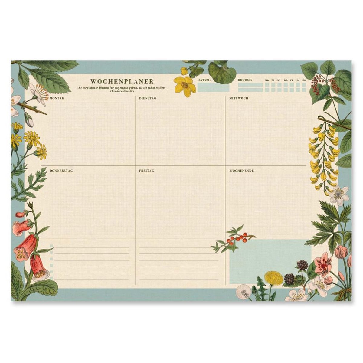 Grupo Erik - Botanical A3 Weekly German Planner - Multicolours