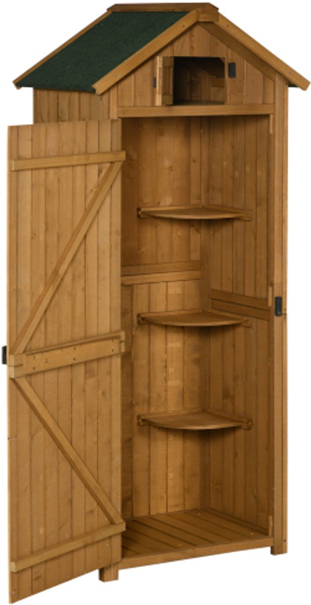 Buiten Opbergkast 77x54,2x179cm Houtkleur Afneembare Planken Ventilatieraam voor Tuin Gereedschap Terras Balkon