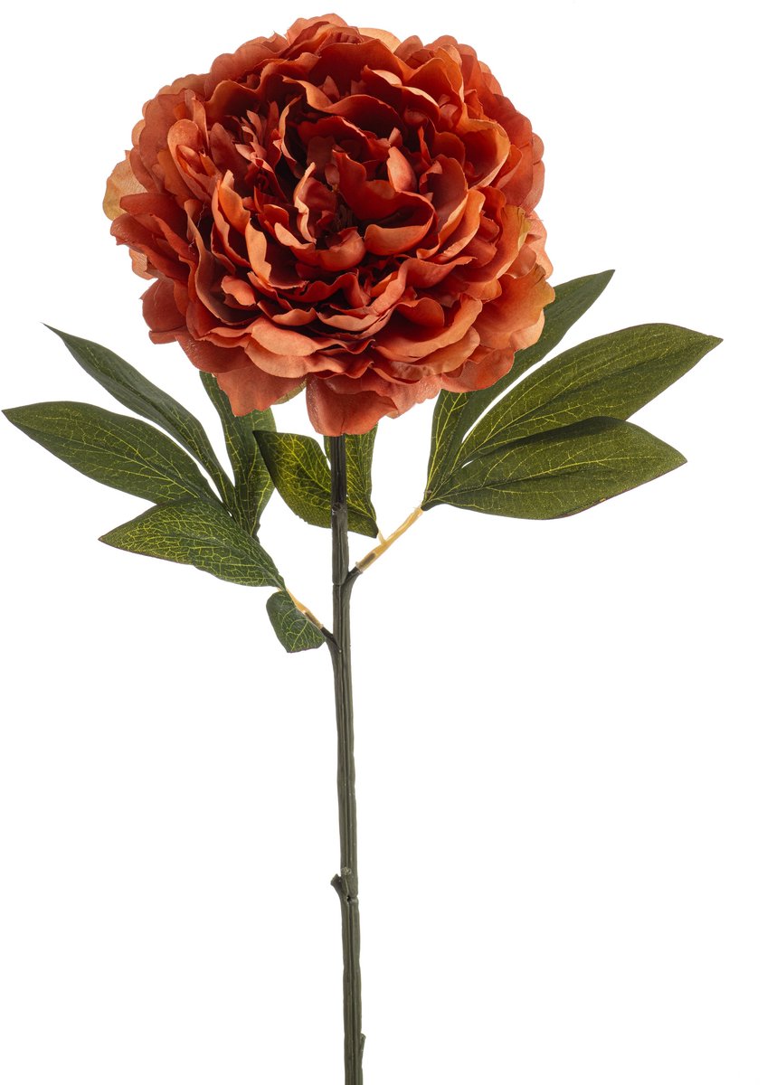 Emerald Kunstbloem Pioenroos 77cm oranje - Kunstplant voor binnen