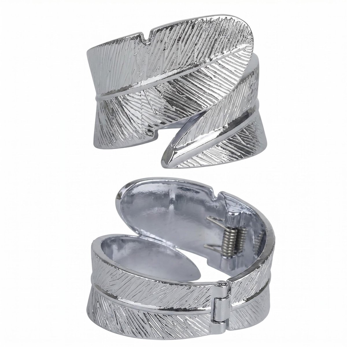 SnelShoppen - 2 Stuks Gordijnhouders, Zilveren Veer Clip Wandhouder voor Gordijnen, Decoratie, 65 x 55 x 50 mm, Ideaal voor Woonkamer, Slaapkamer, Keu