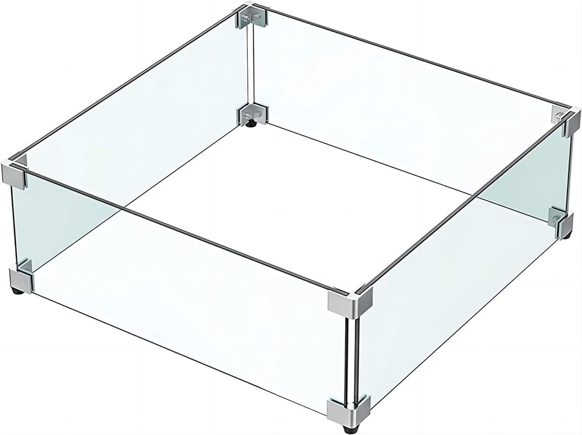 Vuurkorf met glas windscherm - duurzaam & elegant - 1 stuk - 15"