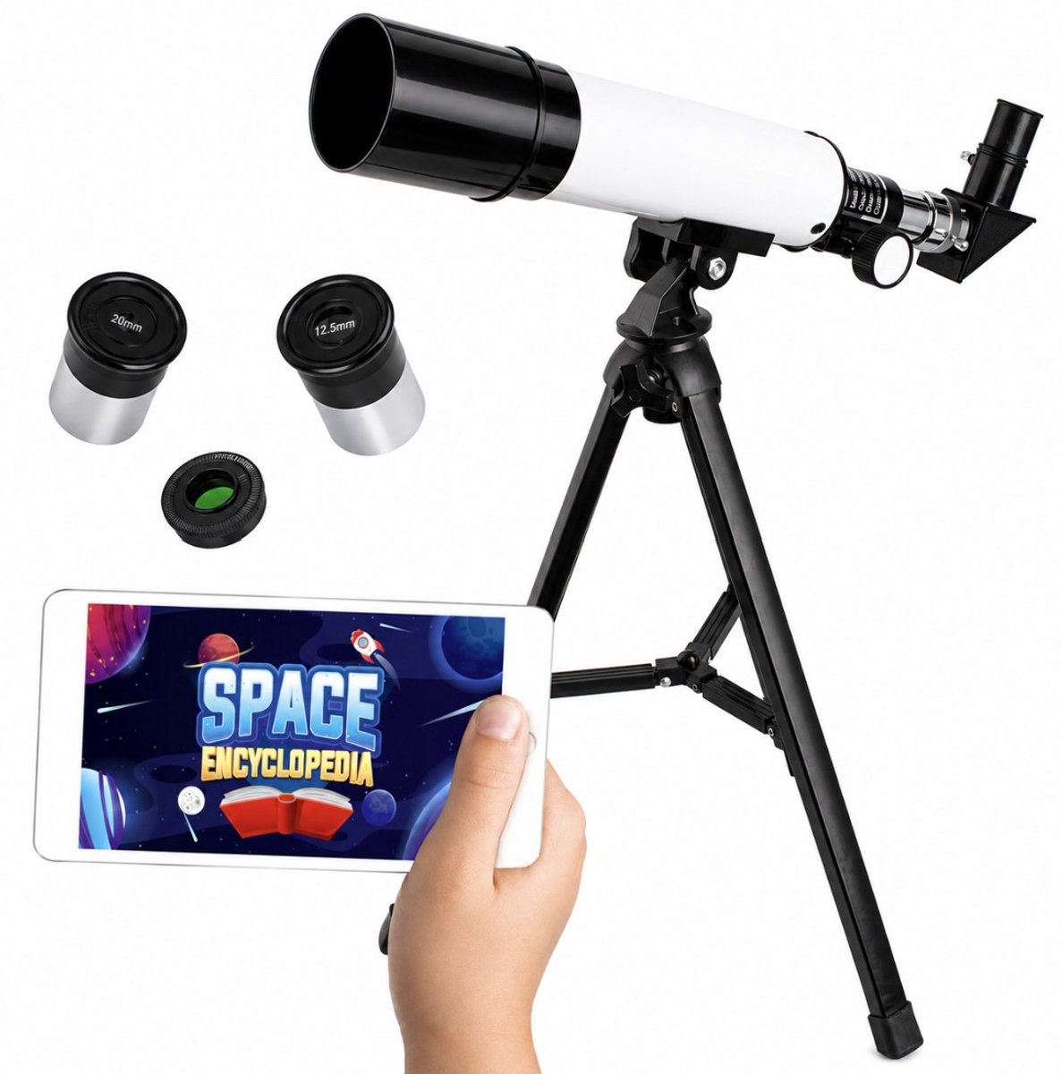 BSS® Telescoop voor Kinderen | Kindertelescoop met Educatieve App | Kindertelescoop vanaf 8 Jaar | Astronomische en Aardetelescoop | KinderStarttelescoop