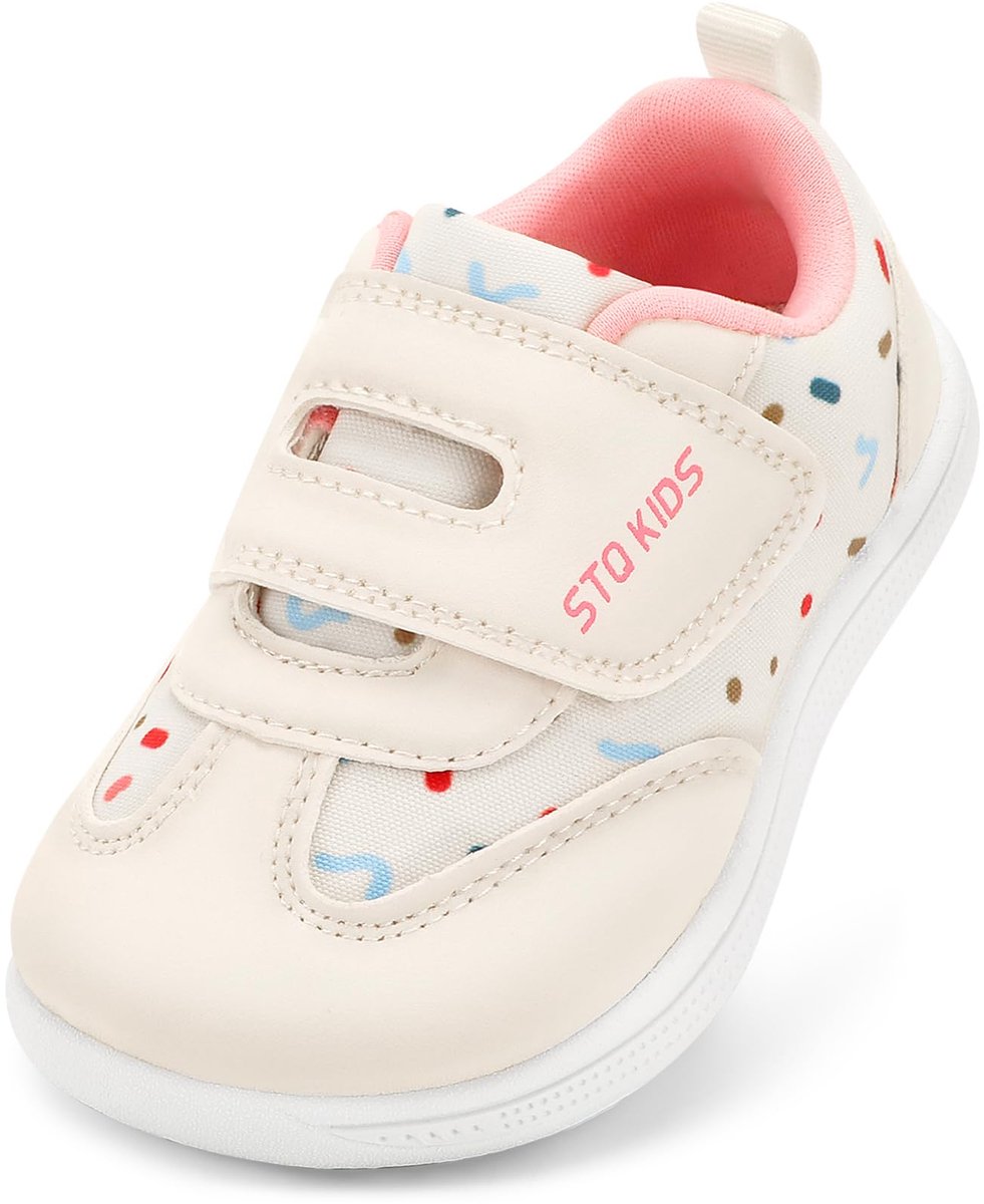 SnelShoppen - Barefoot Kinderschoenen voor Peuters en Kleuters - Lichtgewicht Looplerenschoenen met Ruimte voor Tenen - Beige/Wit 24 EU/T7 - Perfect v