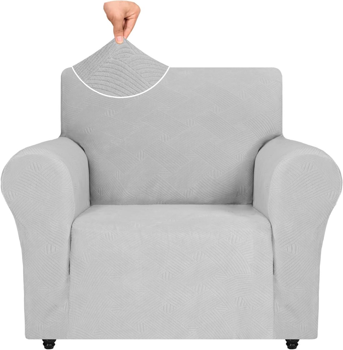 Stretch Bankhoes voor 1 Zitplaats, Elastische Meubelhoes met Anti-slip Schuim, Krasbestendig en Universeel Voor Woonkamer, Zilvergrijs