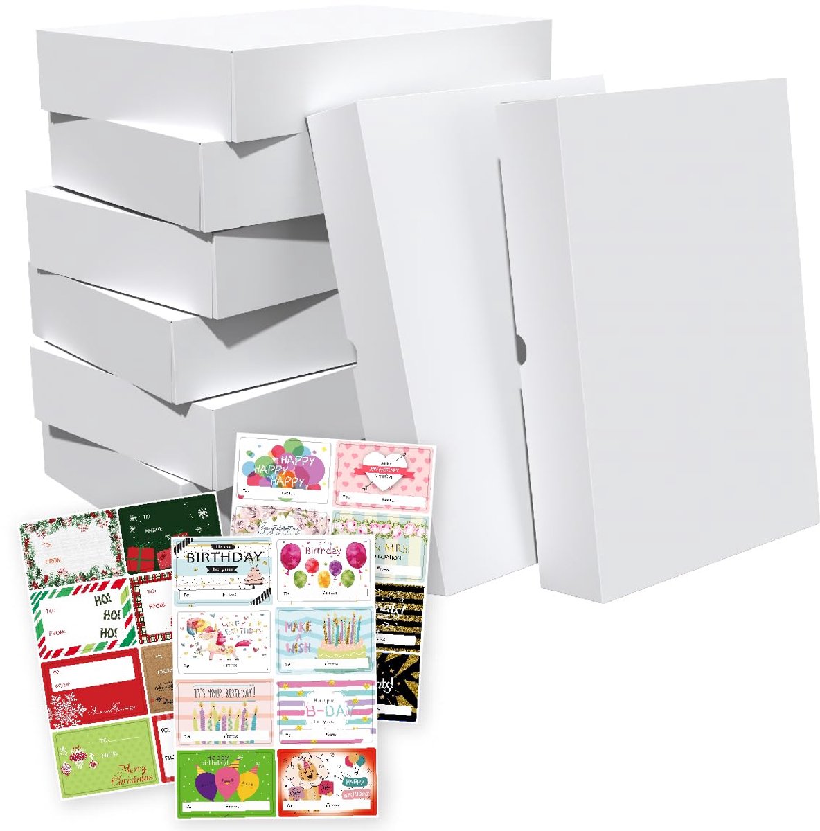 SnelShoppen - 12 Stuks Extra Grote Geschenkdozen Bulk 40x30x10 cm Premium Witte Kartonnen Dozen met Deksels voor T-Shirt, Gewaad, Trui - Perfect voor