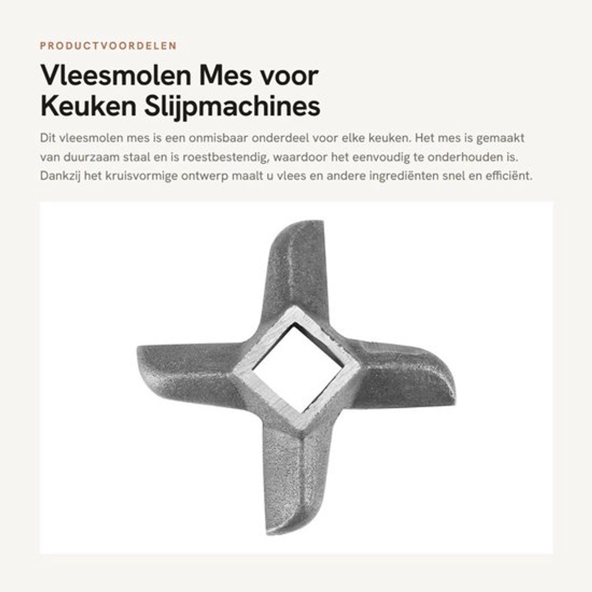 Vleesmolen Mes Duurzaam Staal - Reserveonderdeel - Slijpmachine - Vleesmaler - Vervangmes - Kruisvormig Ontwerp - Roestbestendig - Vleesmolenblad