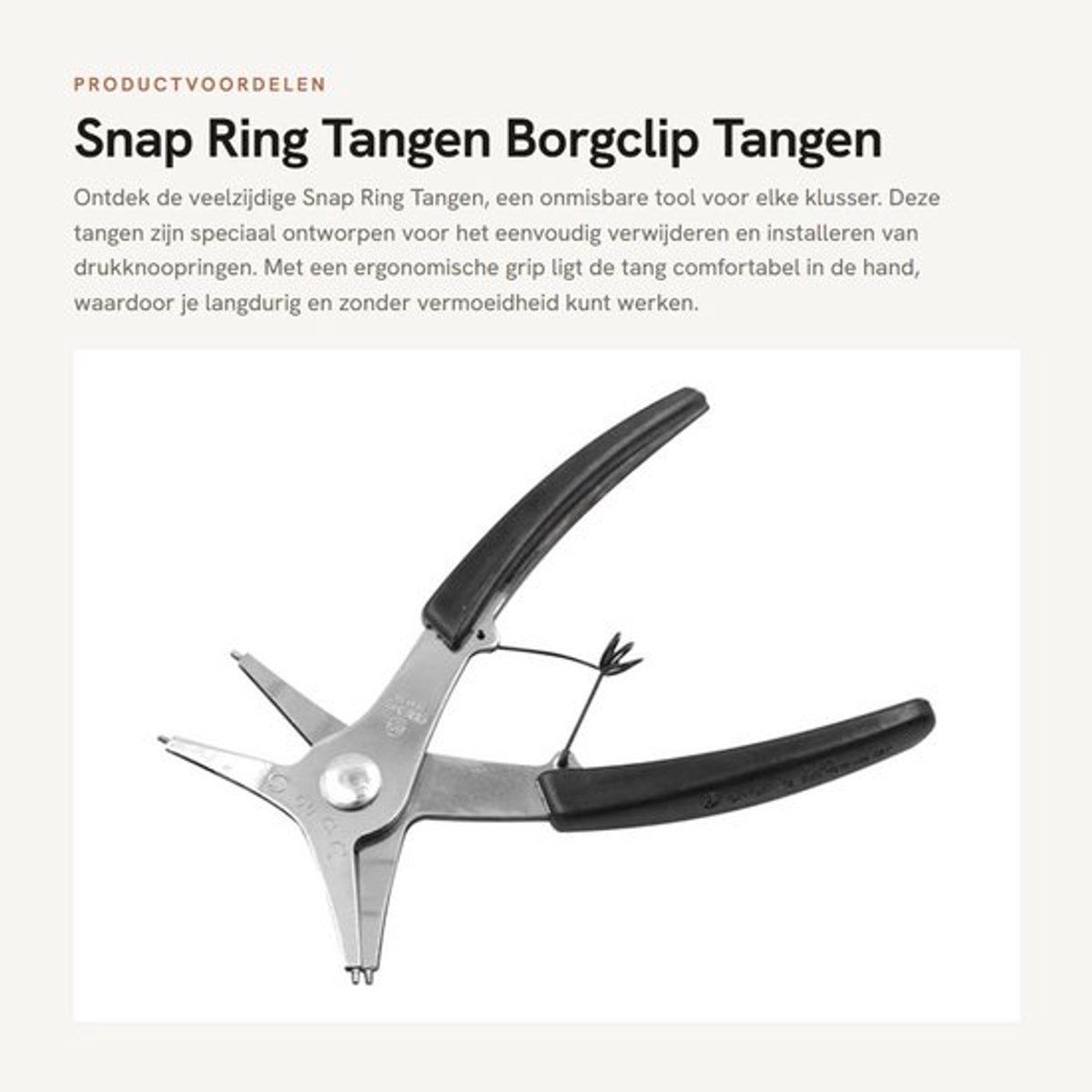 Snap Ring Tang Ergonomische Grip - Dual Purpose - Borgclip Tang - Verwijderen/Installeren - Koolstofstaal - Opening Diameter Max 22mm - Ringtang