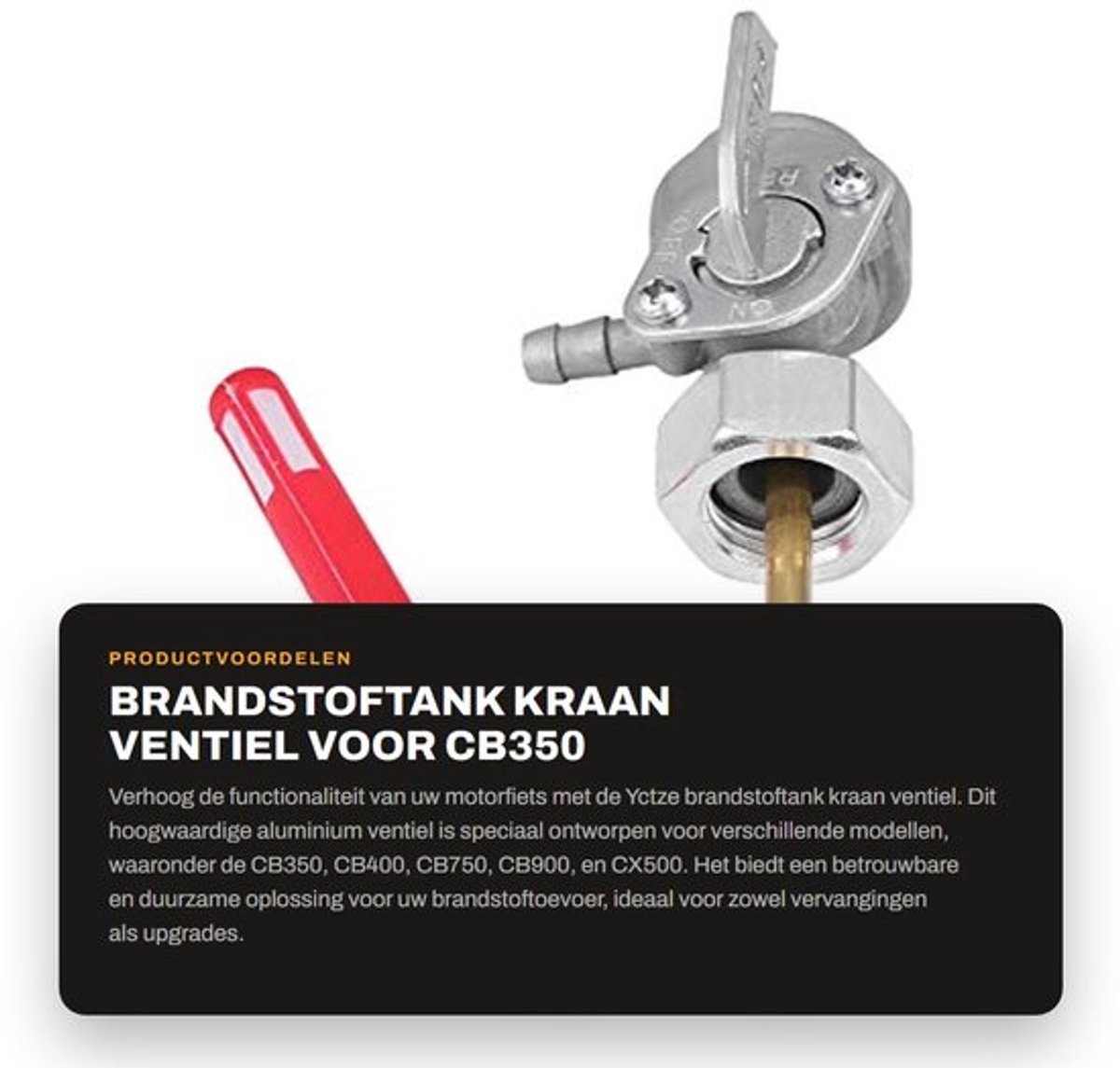 Brandstoftankkraan Hoogwaardige Kwaliteit - Vervanging voor CB350/CB400/CB750/CB900/CX500 - Duurzaam - Aluminium - Schakelklep - Geschikt voor Motorrijders - Brandstofkraan