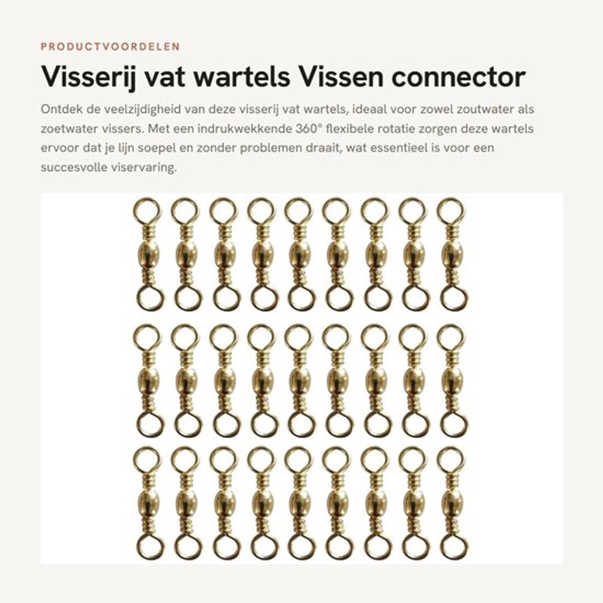 Wartels 100 Stuks - Flexibele Rotatie - Visconnector - Zoutwater/Zoetwater - Sterke Trekkracht - Eenvoudig te Gebruik