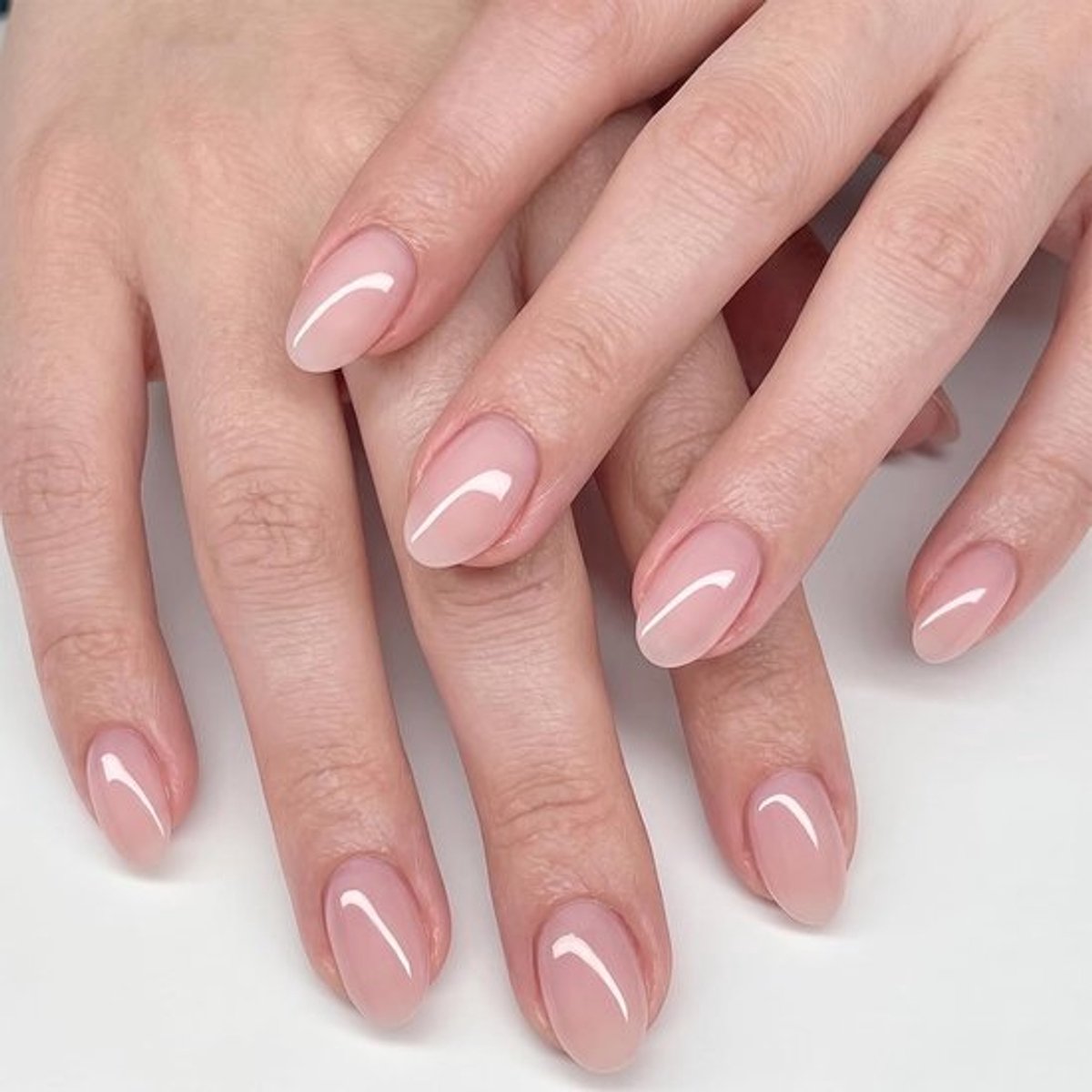 Thijox - Press on Nails 32 stuks, herbruikbare kunstnagels kort rond in 16 maten, lichtroze nude, natuurlijke look voor dagelijks gebruik en kantoor,