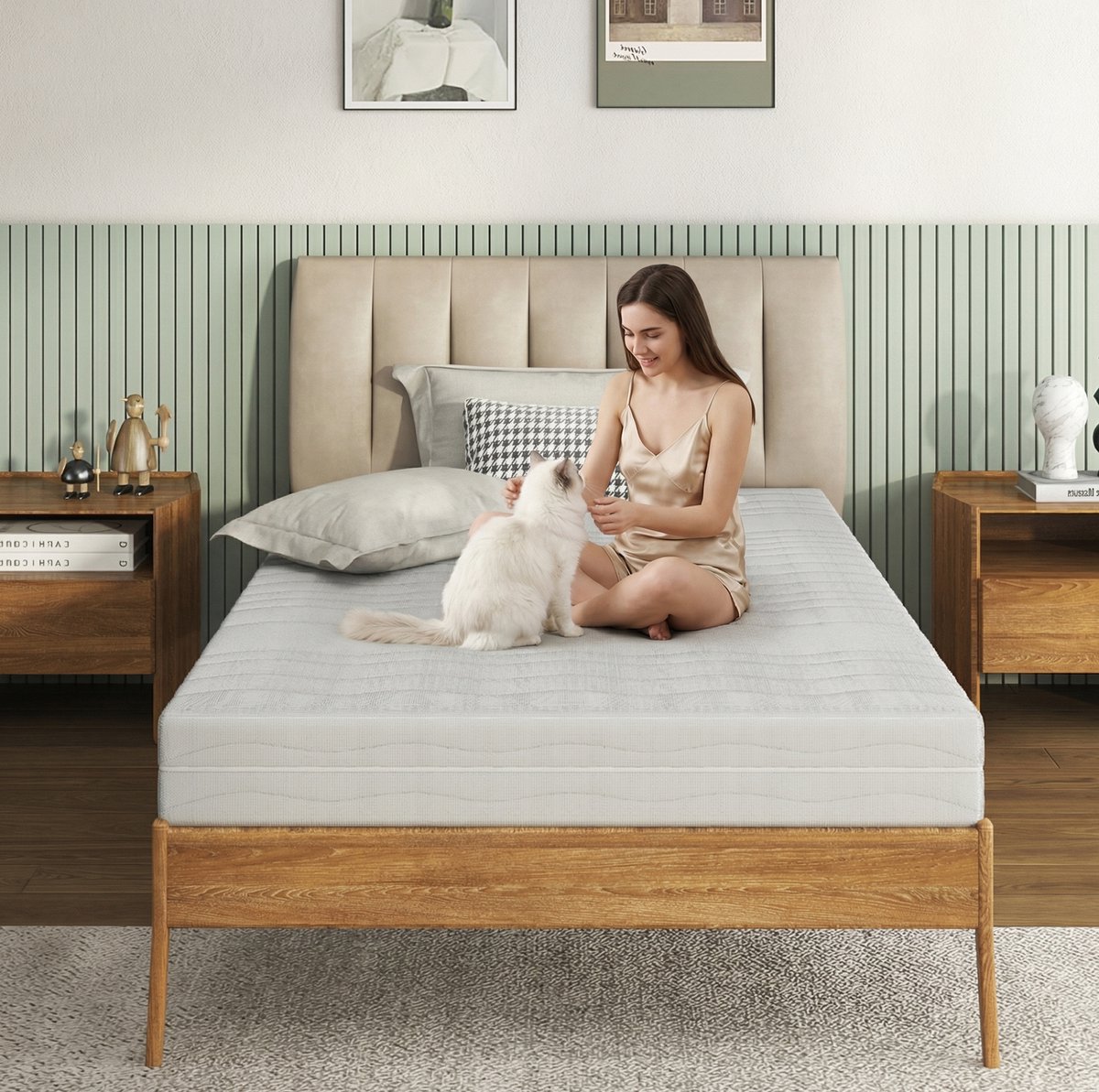 OKWISH Matras 120x200 cm - D25 Schuimkern Met Orthopedische Ligondersteuning - Afneembare 3D-Hoes - 16 cm - Wit
