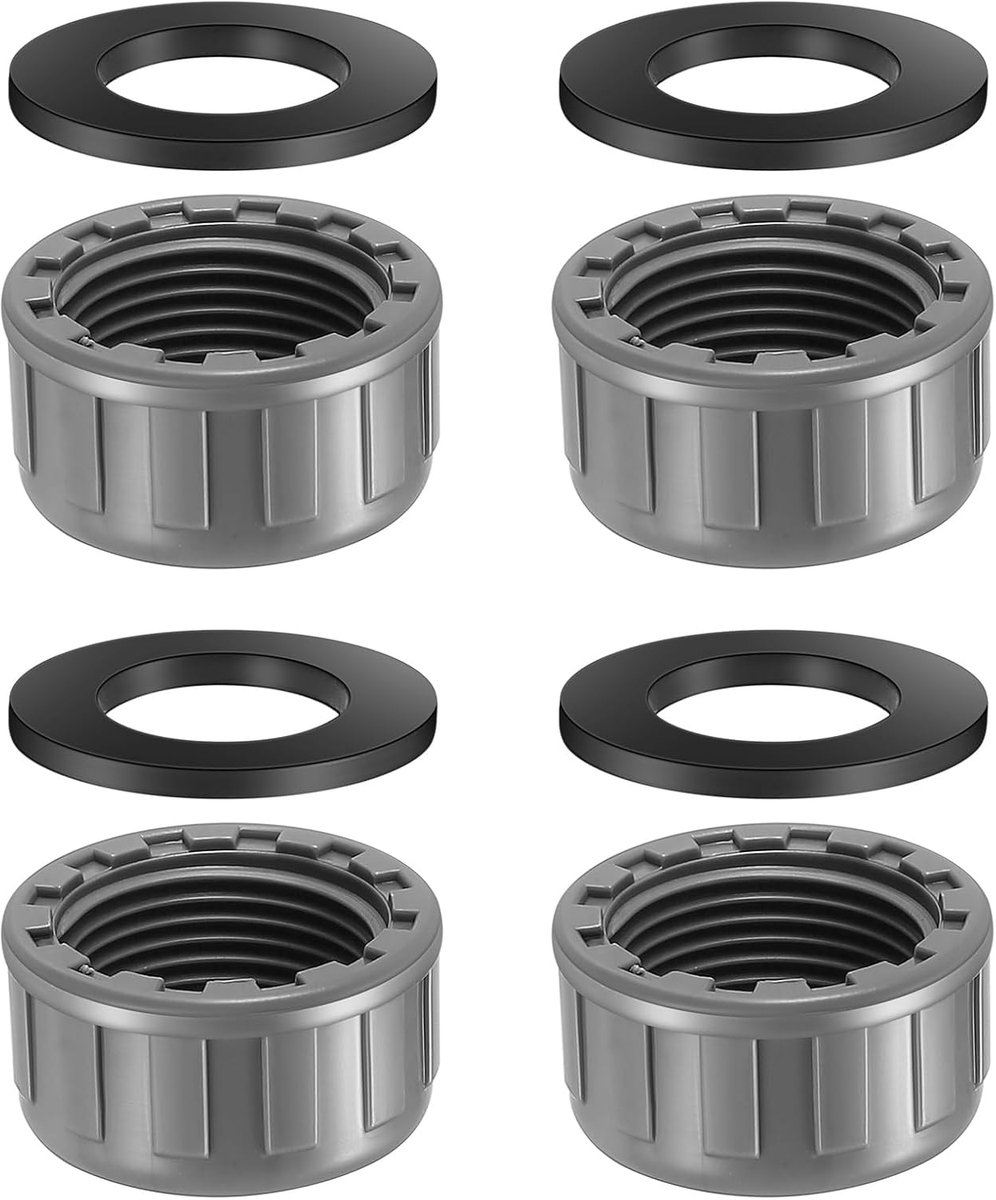 SnelShoppen - 4 PVC Schroefdoppen 3/4" - Dichtingsdoppen met Binnen draad voor Tuinslangen, Wasmachines en Waterleidingen (Grijs)