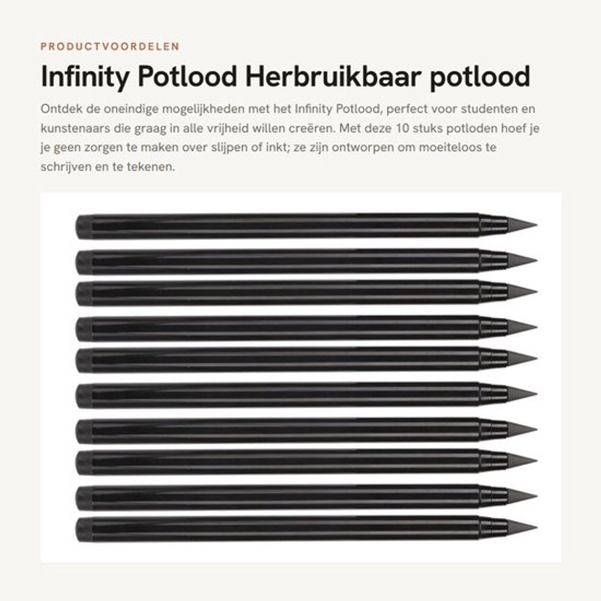 Potlood 10 Stuks - Herbruikbaar - Met Gum - Lichtgewicht - Inktloos - Comfortabel Schrijven - Schrijfgerei