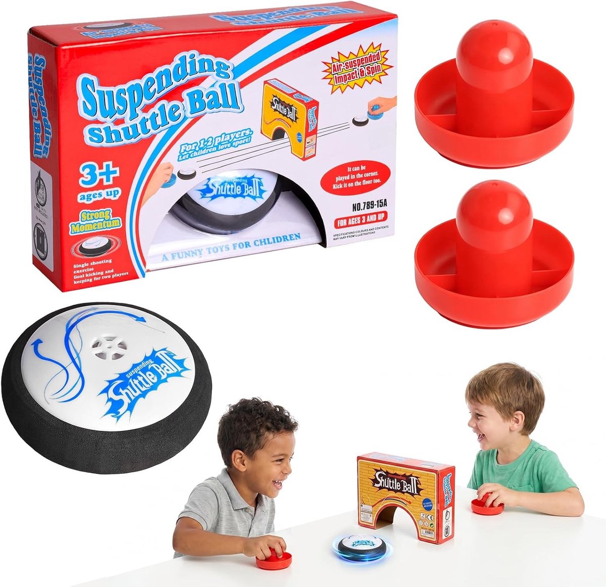 Air Hockey Hover Puck Set - Elektrische Zwevende Hockeyschijf met 2 Air Hockey Pushers - Draagbaar Tafelspel - Voor Kinderen en Volwassenen
