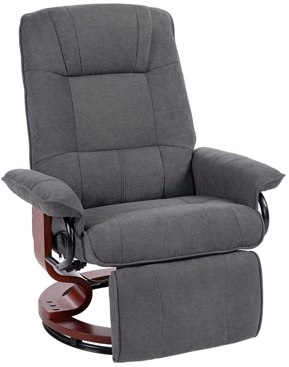 OKWISH Relaxfauteuil 87 x 78 x 100 cm - Handmatig Verstelbaar Tot 145 Graden En 360 Graden Draaibaar - Voor Woonkamer - Stof - Grijs