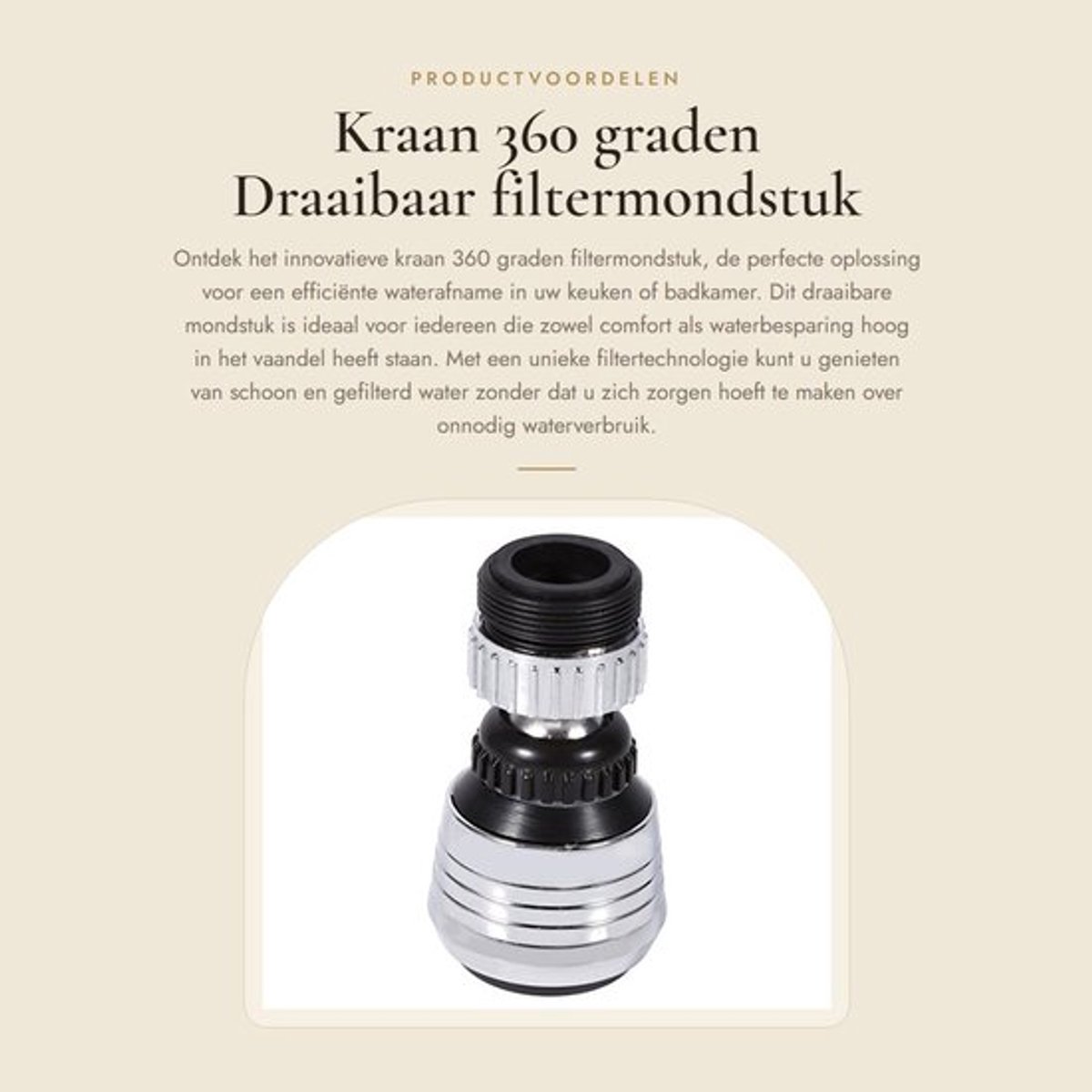 Filtermondstuk 360 Graden Draaibaar - Waterbesparende Kraankop - Douchekop - Verhoging Waterdruk - Badkameraccessoires - Comfortabele Reiniging - Waterbesparende Kraan
