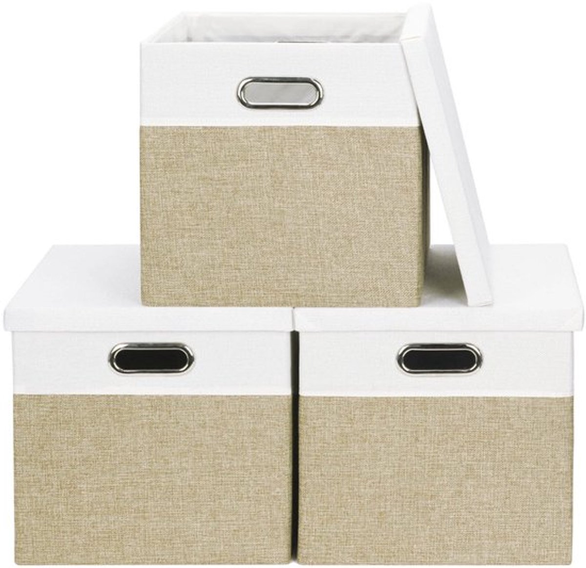 Opbergdozen 28 x 28 x 28 cm - Opbergmanden - Opbergdozen met deksel - Opbergdozen stof - Stapelbaar - Duurzaam en ademend - Opbergmand