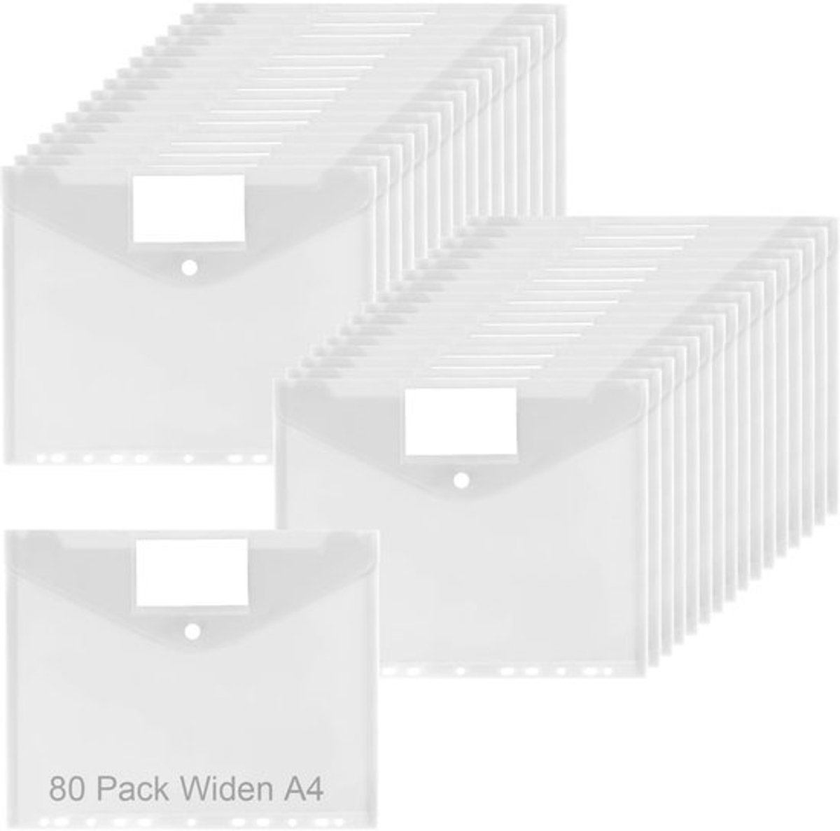 Documentenportefeuille 80 stuks - A4 - PP kunststof - Geperforeerde zakken - Grote capaciteit - Ideaal voor kantoor/thuisorganisatie - Documentenmap