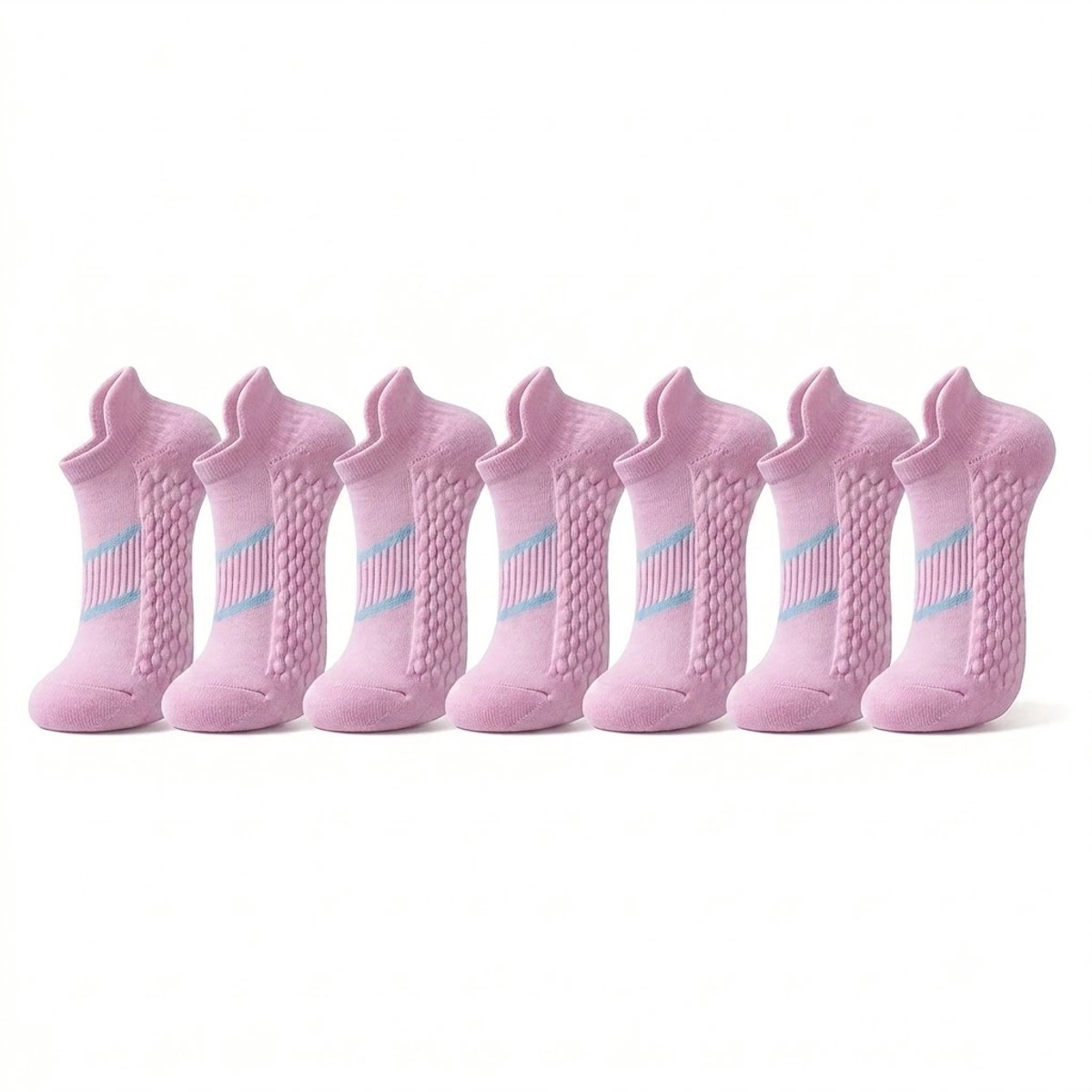 Roze pilates sokken dames 7 paar ademende korte sport sokken met versterkte hiel lage enkelsokken voor yoga pilates fitness wandelen en dagelijks gebruik maat 36-40