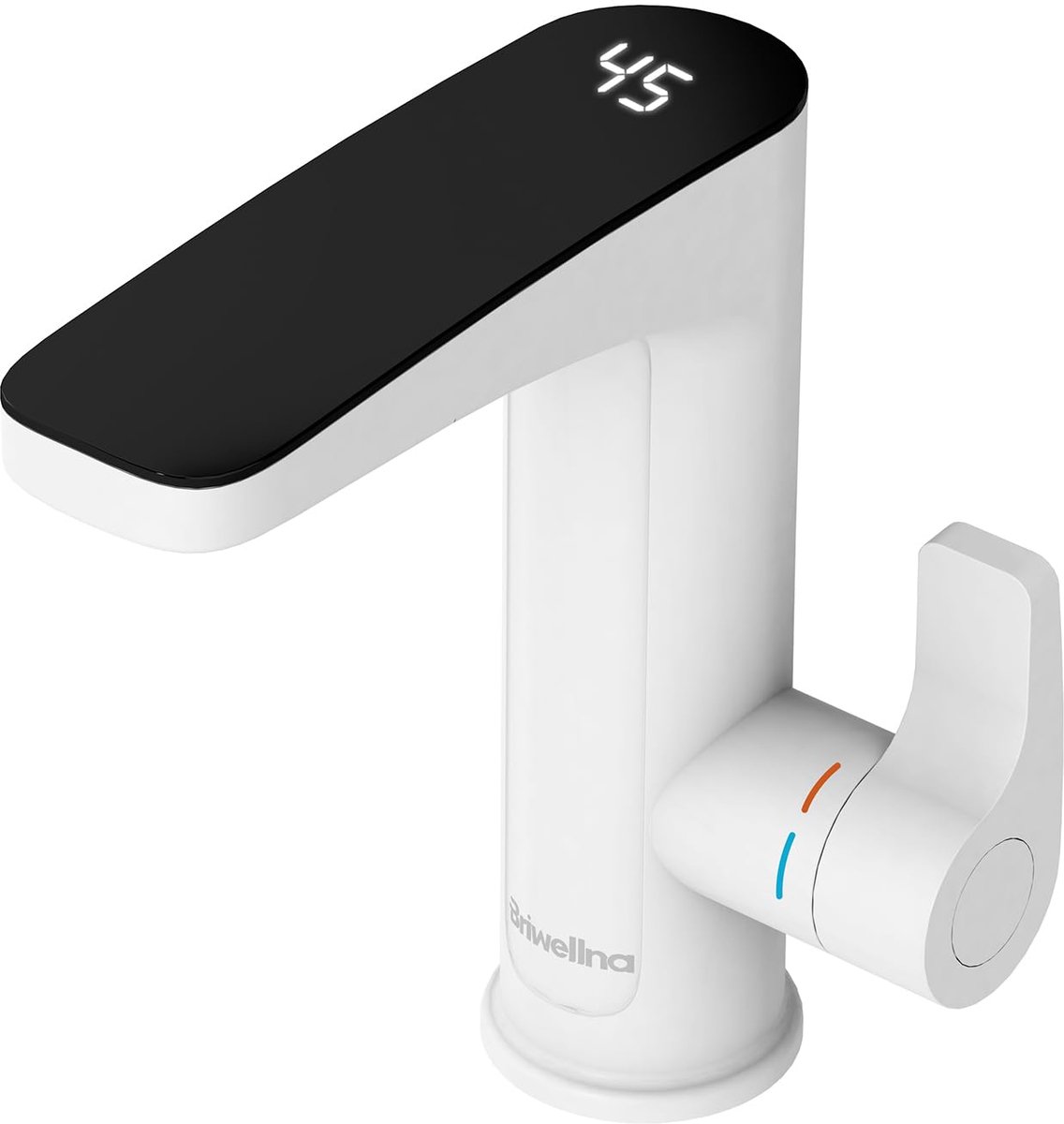 SnelShoppen - 220V Elektrische Waterkoker Kraan met Digitale Display, Direct Warm Water Kraan, Snelle Verwarmings Waterafvoer (Wit) voor Keuken en Bad