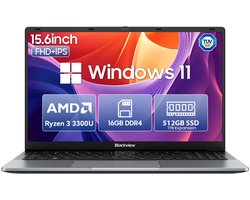 Blackview AceBook 6 - Laptop - 15,6 inch Full HD - 16GB DDR4 RAM - 512GB SSD - AMD Ryzen 3 3300U - Windows 11 Notebook - UHD Graphics - Grijs