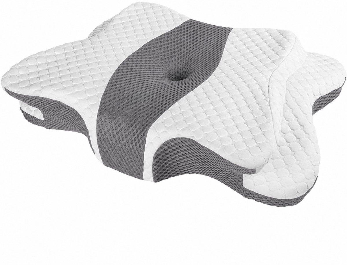M-Goods Ergonomisch Nekkussen Traagschuim - Vlindervorm - Nekkussen Bed - Ondersteuning Nek Hoofd Schouders - 64x38x14 cm