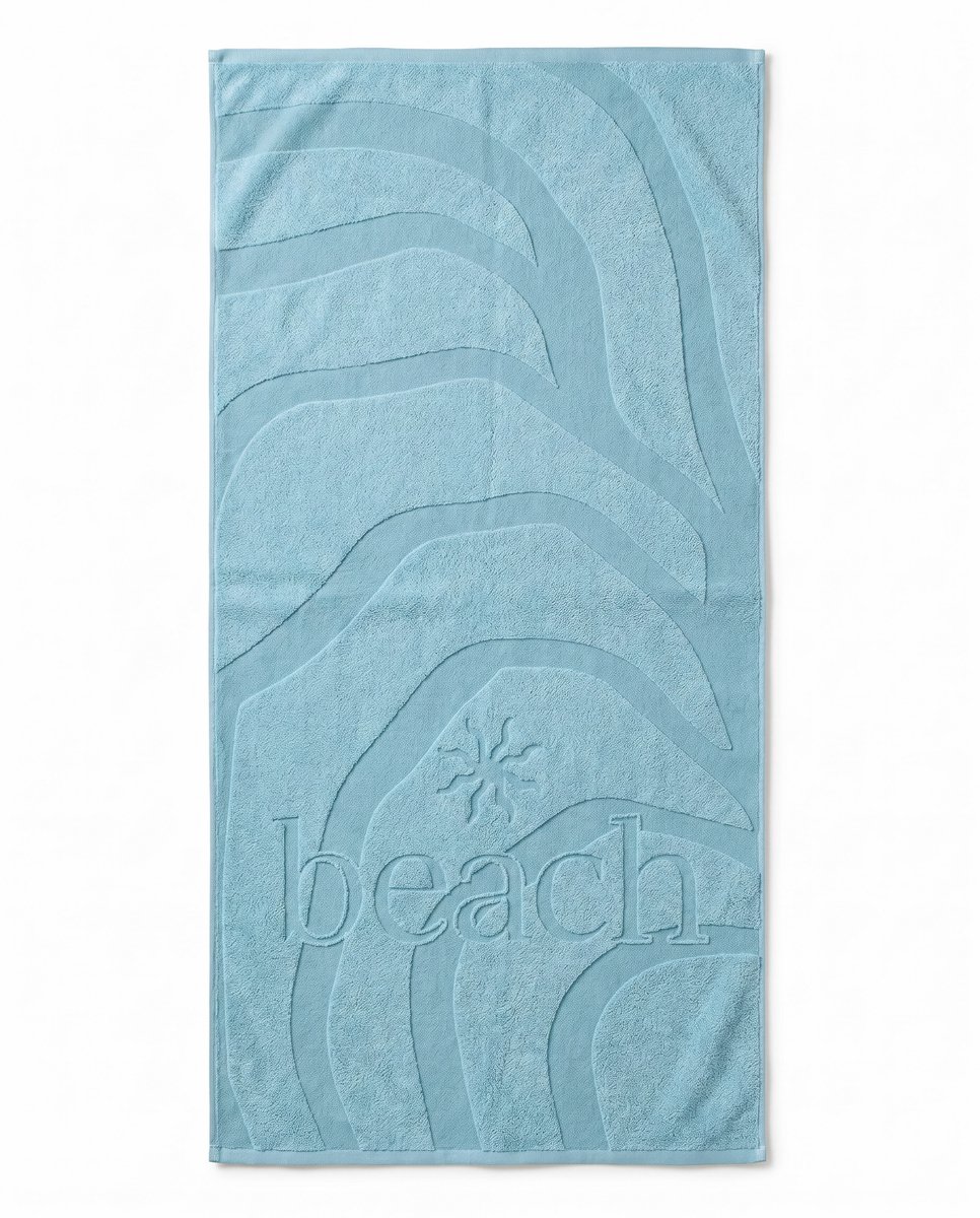 LINNICK Strandlaken Velours Katoen Sun Beach 100x200cm - baby blue - Strandlaken Groot - Strandlaken 100x200 - Strandlaken Katoen - Strandlaken Beach