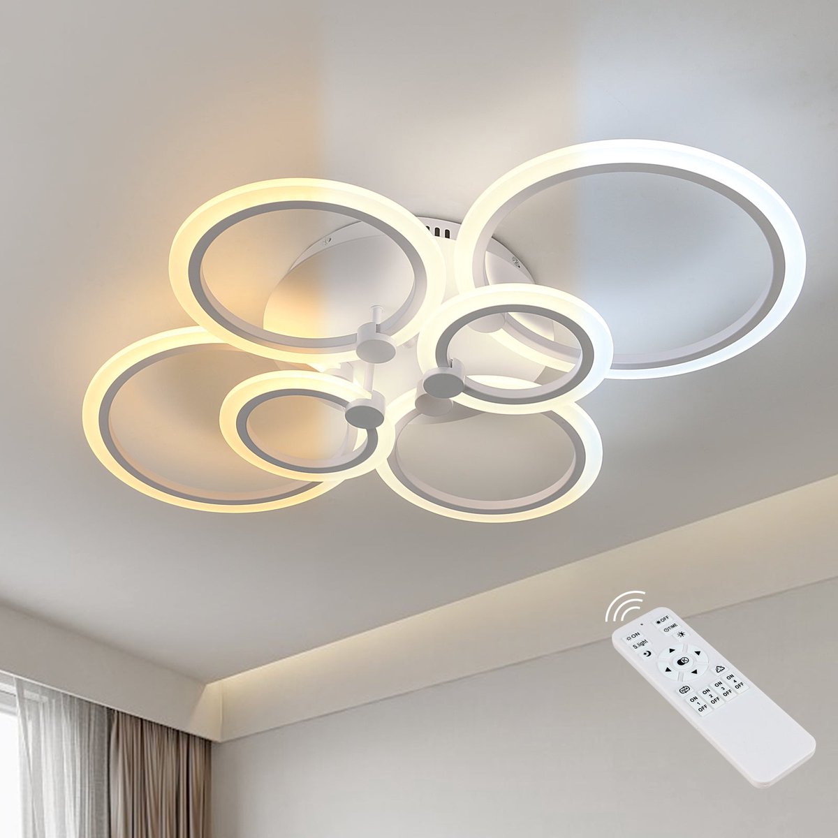 Riserva LED Plafondlamp - 76W - 8550 lm - Dimbaar met Afstandsbediening - 3000-6500K - Moderne Witte Plafondlamp voor Woonkamer en Slaapkamer