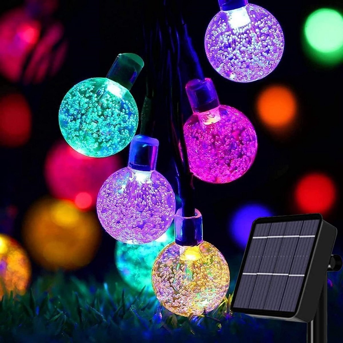 GELLDG Solar-lichtsnoer geschikt voor buiten – 50 LED's – Geschikt voor binnen en buiten – 8 standen – Waterdicht – Ideaal geschikt voor balkons, tuinen, boomdecoratie, bruiloften, feestjes en terrassen – Meerkleurig