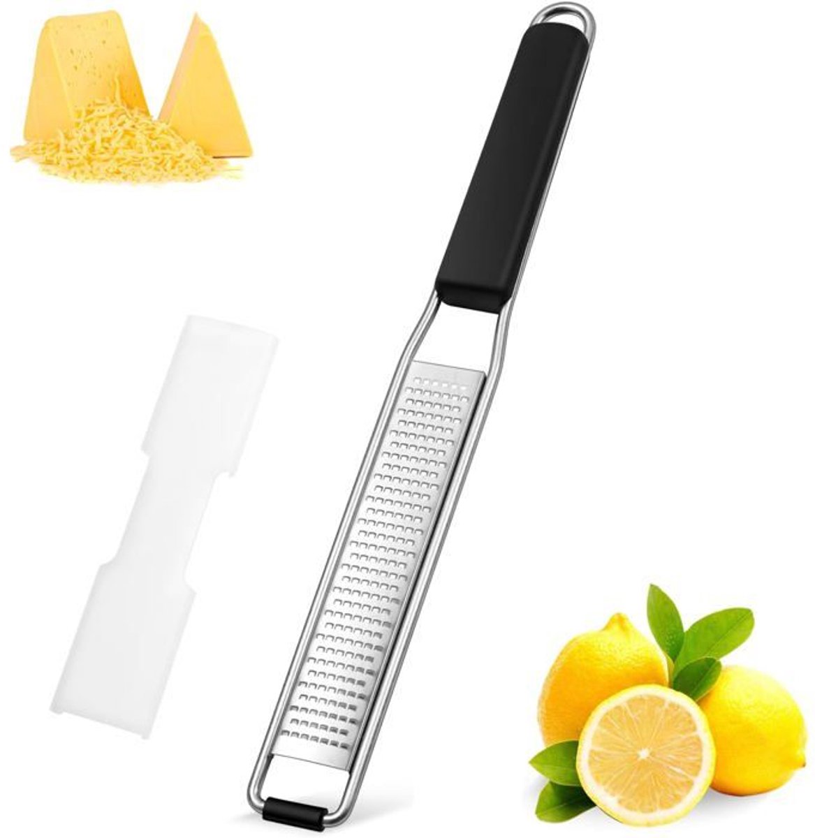 Kaasrasp, Geschikt voor citrusvruchten, Parmezaanse kaas, gember, chocolade, enz., roestvrijstalen voedselrasp.
