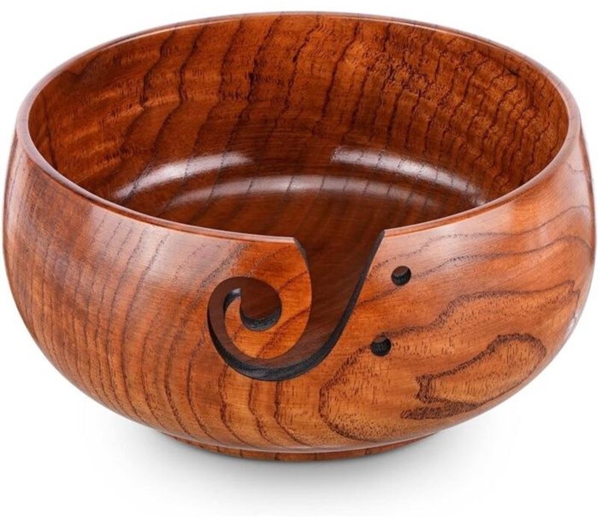 Houten gevlochten kom/garenkom (15 x 8 cm) — Klittenvrij — Organisator Geschikt voor doe-het-zelf haak- en breigaren