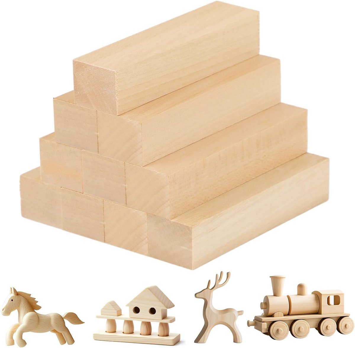 Hout voor snijden 10 stuks - Linde hout - Geschikt voor kinderen en volwassenen - Ideaal voor creatief knutselen - SnelShoppen