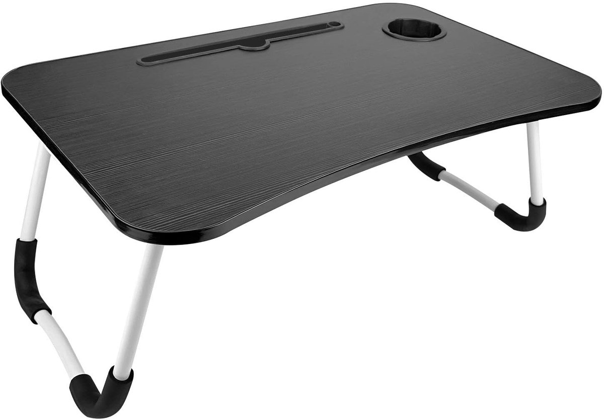 SnelShoppen - Crynvor Laptoptafel Klaptafel Notebooktafel 60 x 40 cm Zwart Ideaal voor Thuis, Camping, Tuin, Keuken, Multifunctioneel en Ruimtebespare