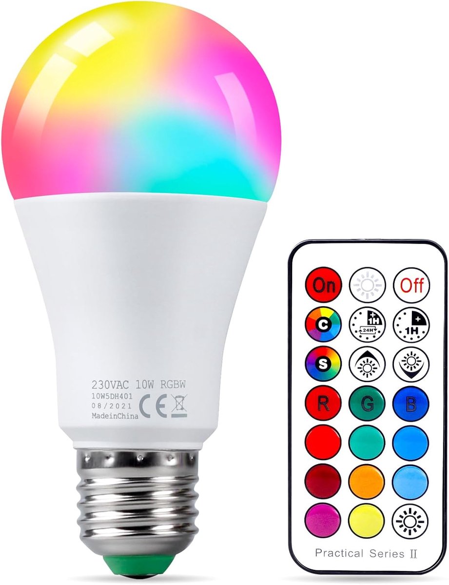 LED E27 10W Kleurrijke Lamp - Dimbare Edison Lamp - 12 Kleuren + Warm Wit - Ideaal voor Feesten - SnelShoppen