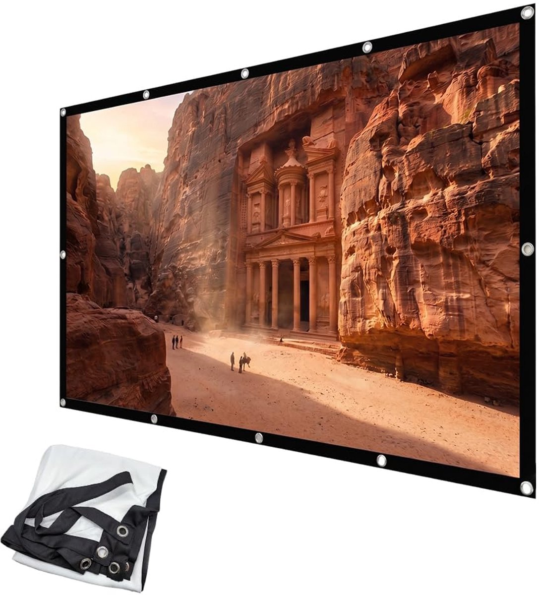SnelShoppen - Beamer 100 Inch 16:9 HD Vouwbare Projectiescherm 87 x 125 cm Draagbaar Voor Thuisbioscoop, Vergadering en Trouwerijen