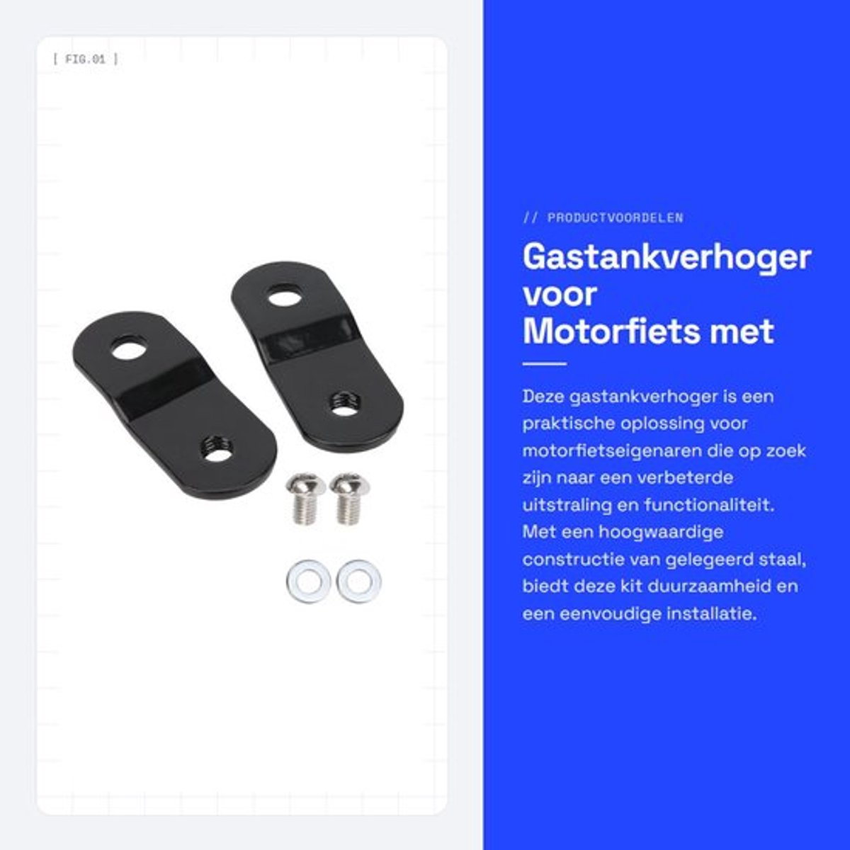 Gastankverhoger Anticorrosief - Motorfiets Accessoire - Hoogwaardig Staal - Eenvoudige Installatie - Vervanging voor XL-modellen - Robuust en Duurzaam - Gastanklift