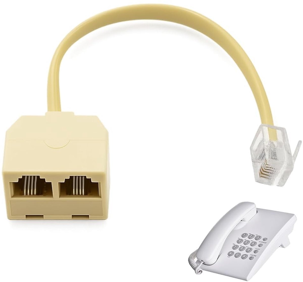 Adapterkabel voor vaste telefoon en fax, 6P4C telefoonstekker, splitters voor communicatie