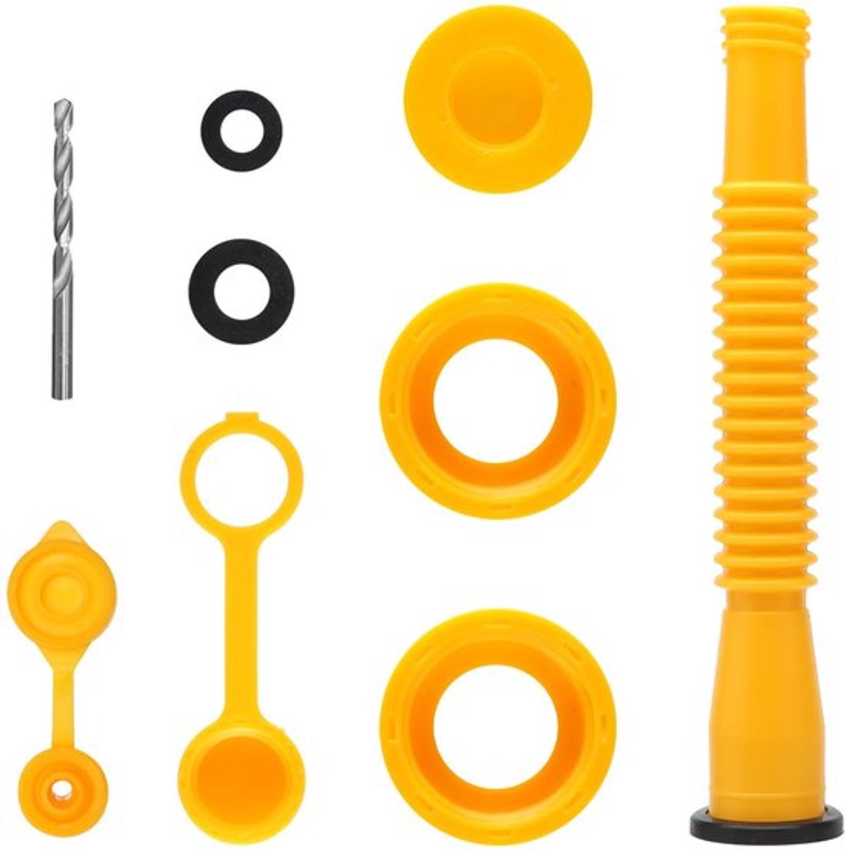 Vervangingsset gas - Ventilatiedoppen voor jerrycans - Spillvrije ervaring - Flexibele spuitmond - Geschikt voor 1/2/5/10 gallon - Eenvoudige installatie - Jerrycan