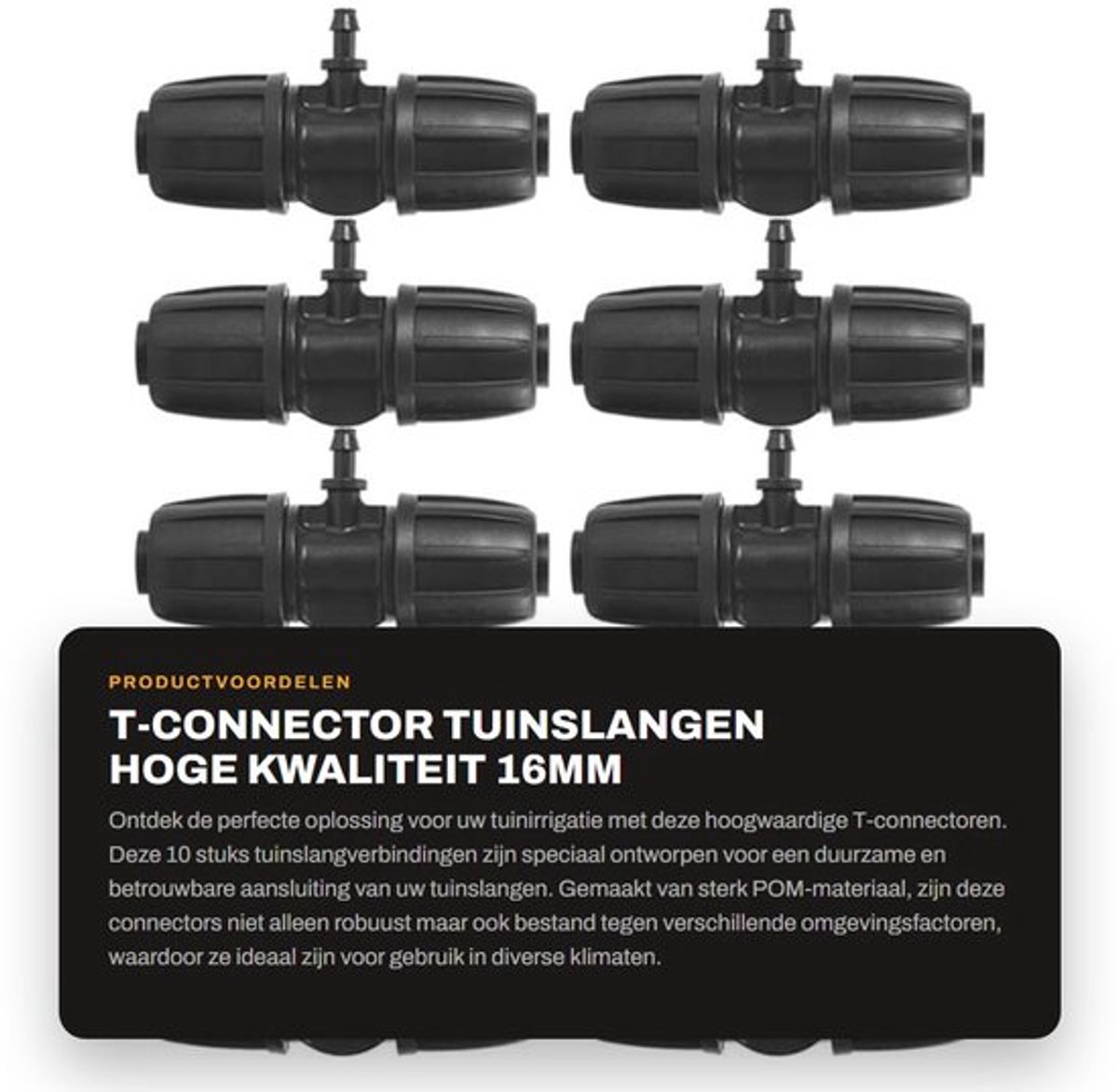 Slangconnector Hoogwaardige Kwaliteit - T-Connector - Tuin Connector - Duurzaam - 10 Stuks - 8.4 x 4.2 cm - Tuinslangconnector