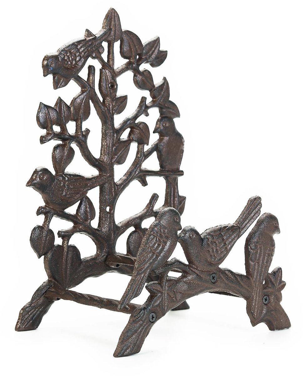 SnelShoppen - Gietijzeren Slanghouder Heavy Duty met Decoratieve Tuinvogels voor Wandmontage, Antieke Wanddecoratie, Waterslanghouder, Tuinaccessoires