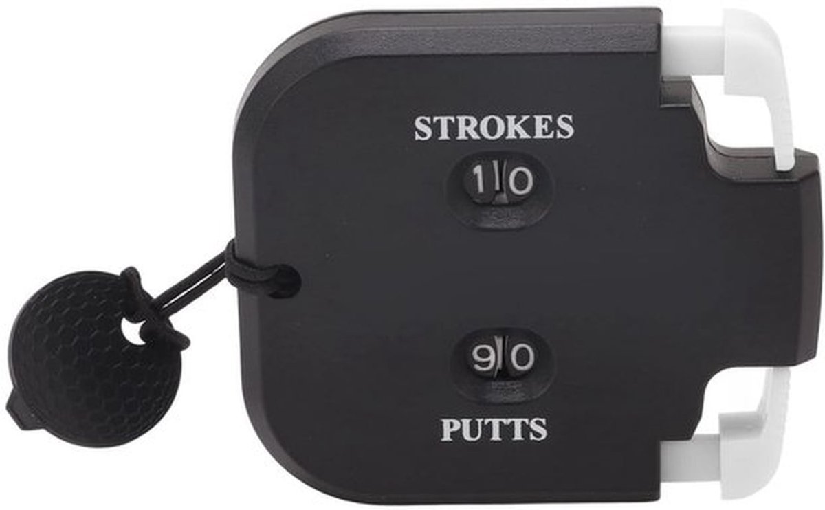 Golfscoreteller - Mechanische Slagteller - Compact en Draagbaar - Zwart lichaam witte pers - Scoren in Stijl - Geschikt voor 2 Spelers