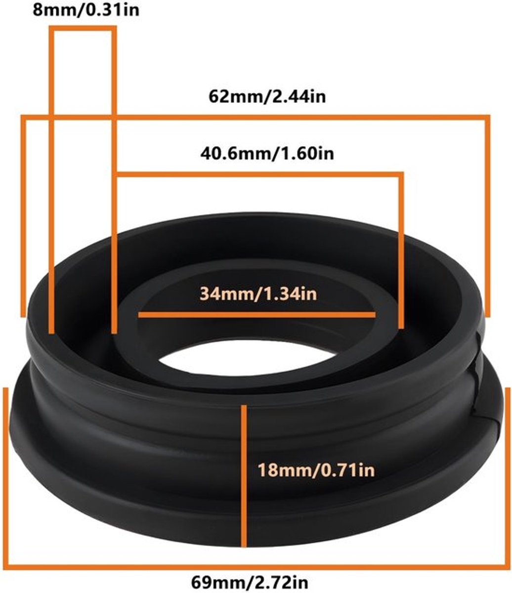 Rubber Seal - Afdichtring voor Vaatwasser - Diameter 69 mm - Hitte- en Vochtbestendig - Voorkomt Waterlekkage - Onderdeelnummer WD08X27458