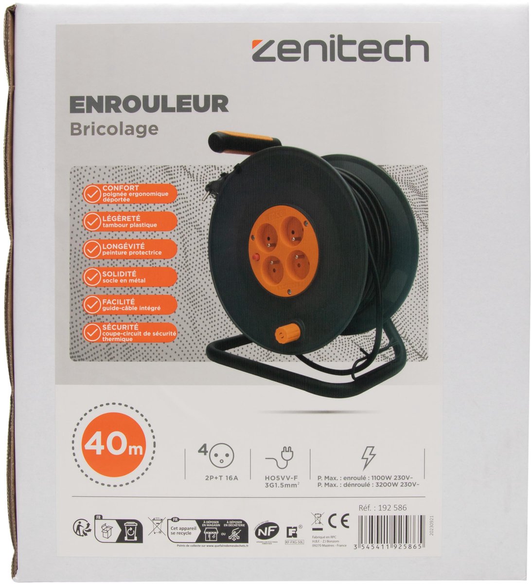 SnelShoppen - Doe-het-zelf Haspel met 4 Stopcontacten 16A - 3G1,5mm² - 40m - Oranje - Ideaal voor Camping, Tuin, Feest en Thuisgebruik