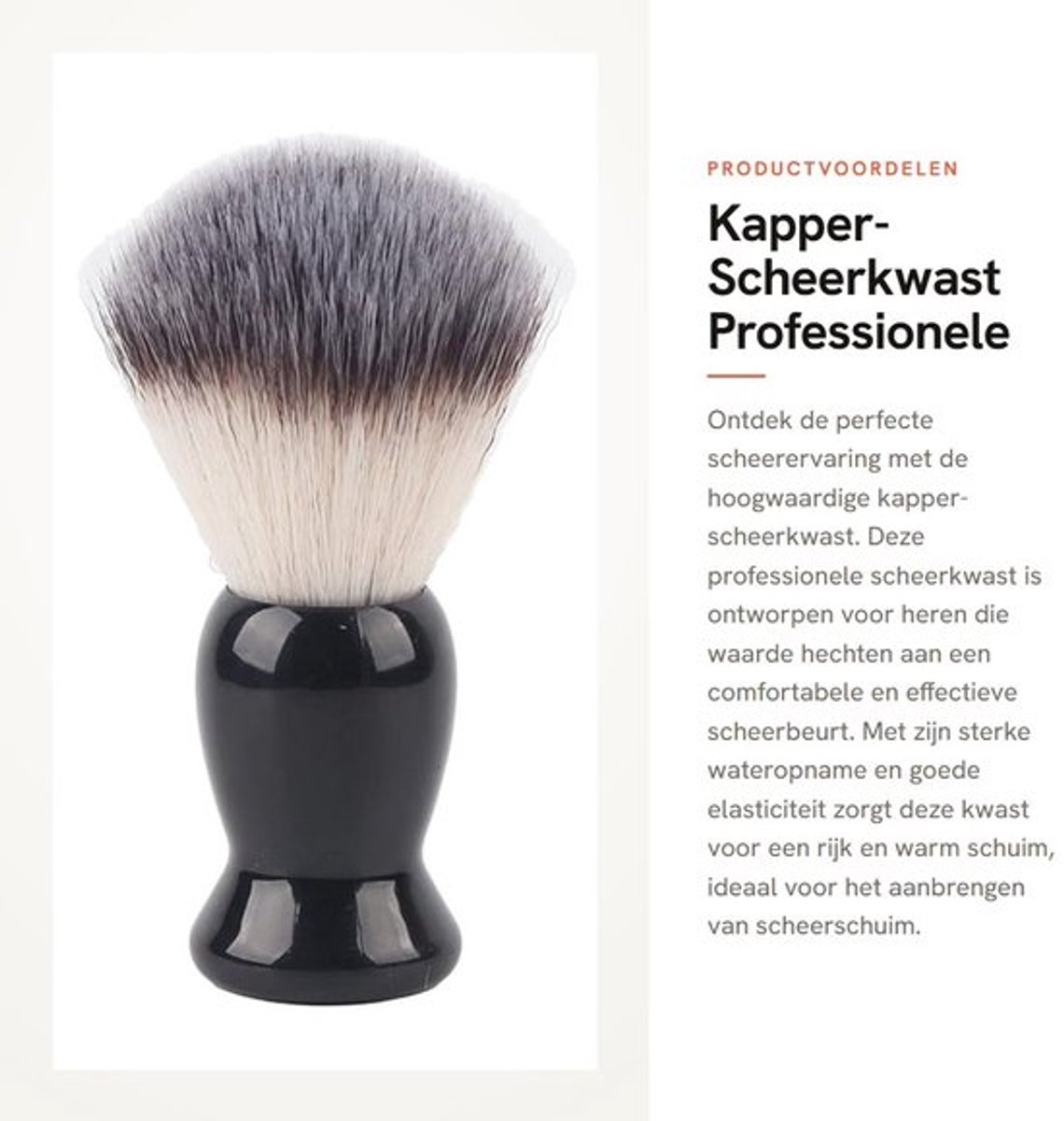 Scheerkwast Hoogwaardig Materiaal - Scheerset - Trimborstel voor Baard/Snor - Professionele Scheerborstel - Snelle Droogtijd - Lichtgewicht Handvat