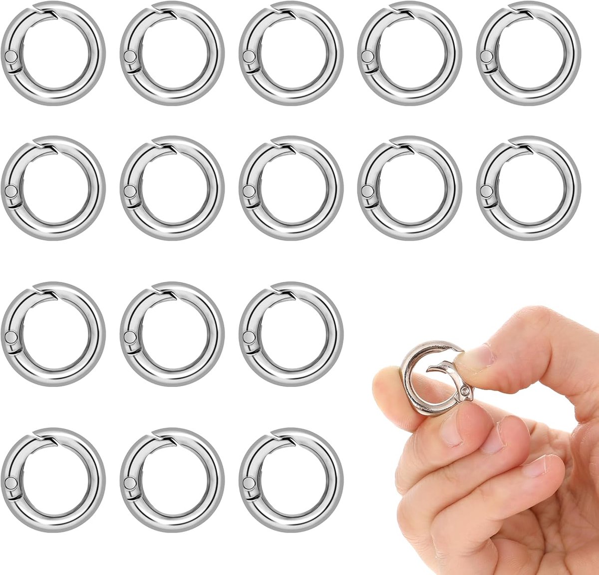 Karabijnhaken 20 mm - Metalen O-ringen - Veersluiting - Perfect voor sleutelhanger en handwerk - ShopVlot