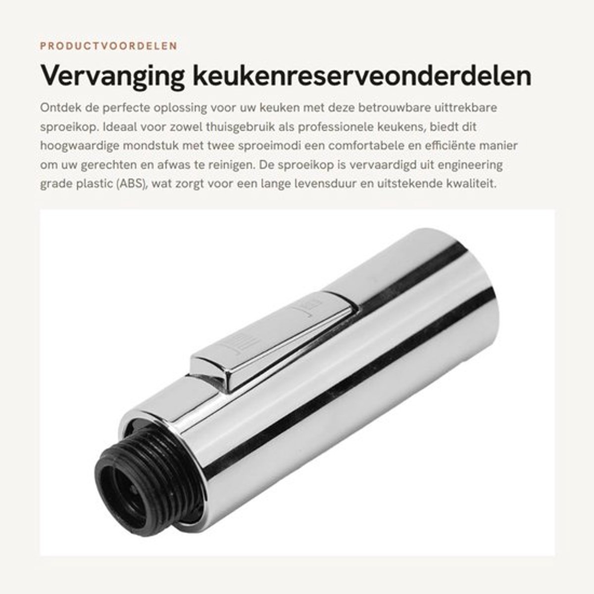 Sproeikop Uittrekbaar - Twee Spuitmodi - G1/2" Connector - ABS Materiaal - Duurzaam - Schokbestendig - Kraanmondstuk