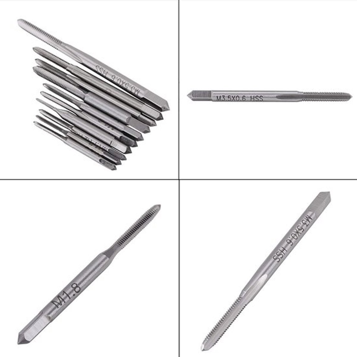 Draadkranen 10 Stuks - M1/M1.2/M1.4/M1.6/M1.7/M1.8/M2/M2.5/M3/M3.5 - Hoge Snelheid Staal - Slijtagebestendig - Hittebestendig - Lange Levensduur - Tapset