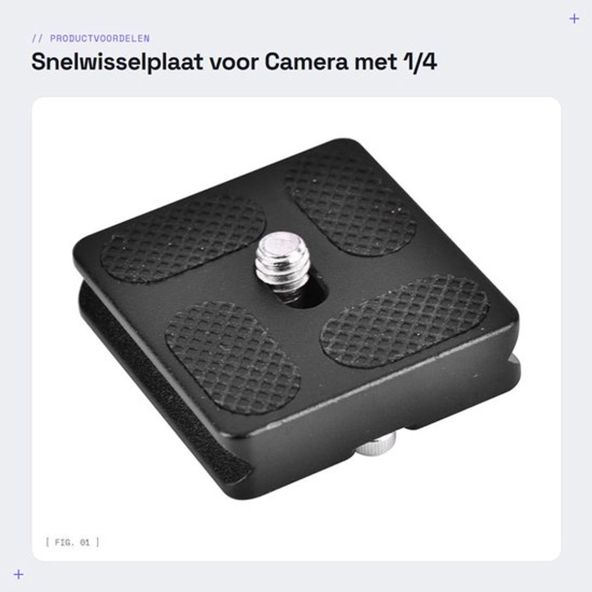 Snelwisselplaat - Compatibel met Arca/Kirk - Antislip rubberen pads - Bevestiging voor SLR-camera - Standaardontwerp - Blokkeert batterijdeuren niet