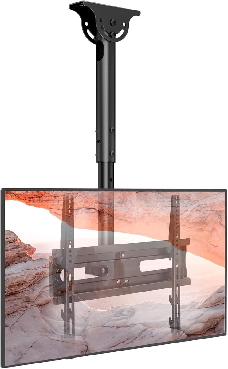 SnelShoppen - Verstelbare TV Plafondbeugel voor 26-65 Inch LED, LCD, OLED en Plasma TV's tot 110 lbs - Hoogteverstelbaar, Zwart, Stevig Staal
